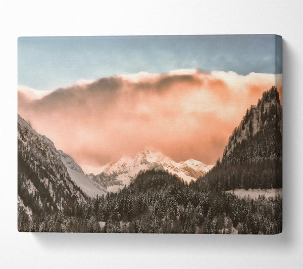  A Canvas Print of Peach Sky Mountains Canvas Print