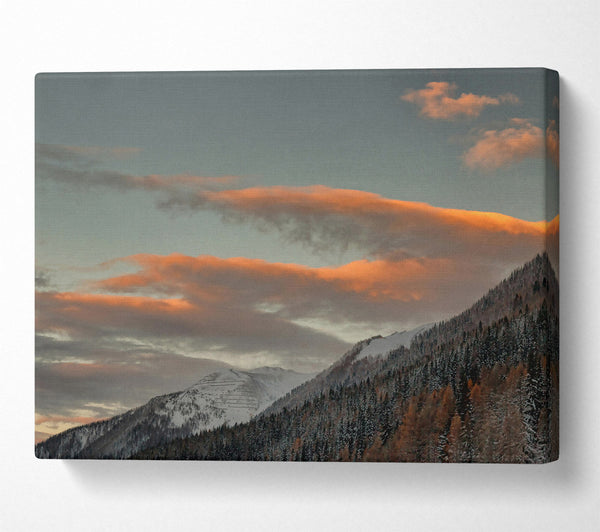  A Canvas Print of Orange Sky Mountains Canvas Wall Art