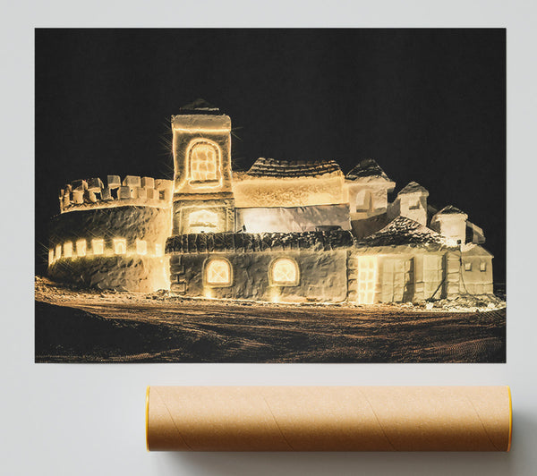 Golden Snow Village Poster