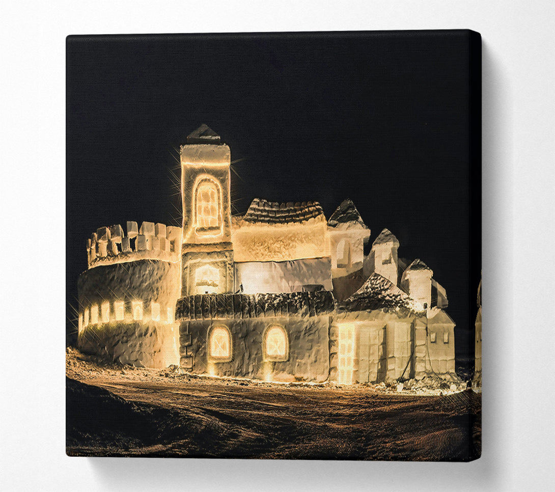  A Canvas Print of Golden Snow Village Canvas Wall Art
