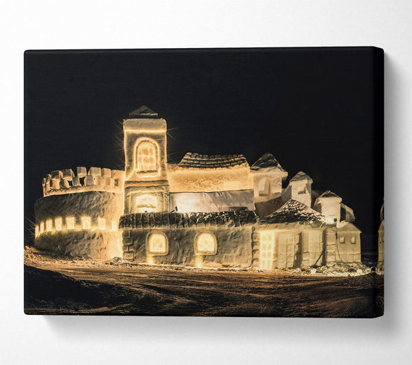  A Canvas Print of Golden Snow Village Canvas Wall Art