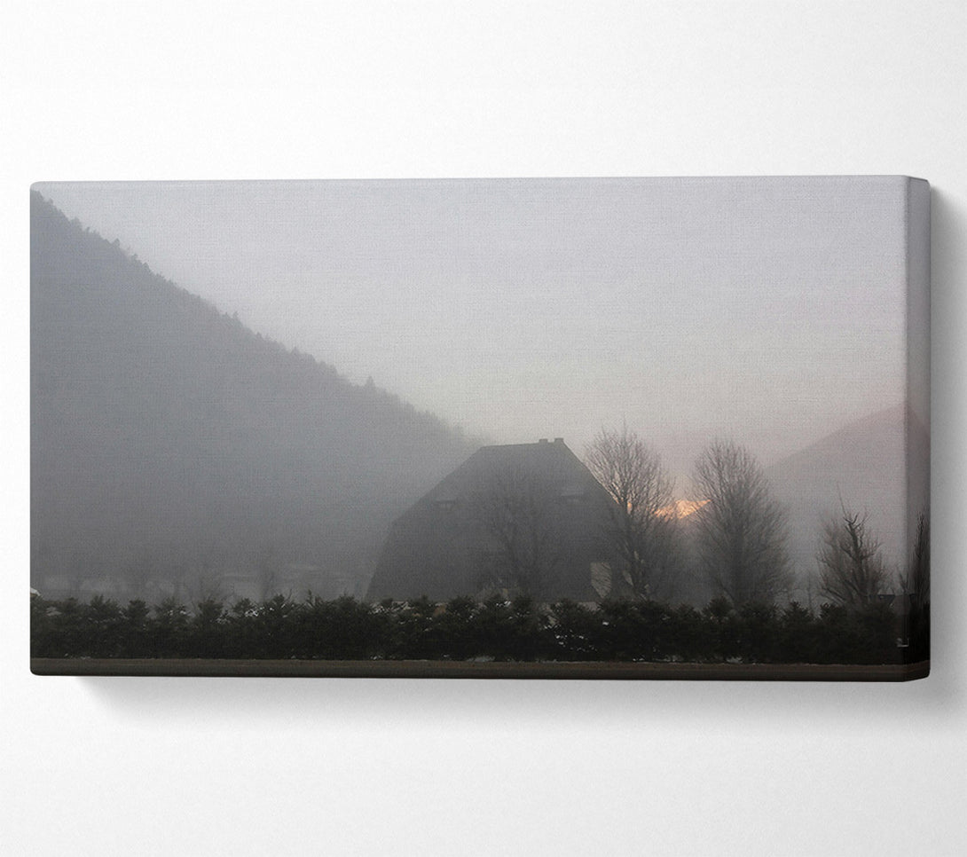  A Canvas Print of Pale Gray Fog House Canvas Wall Art