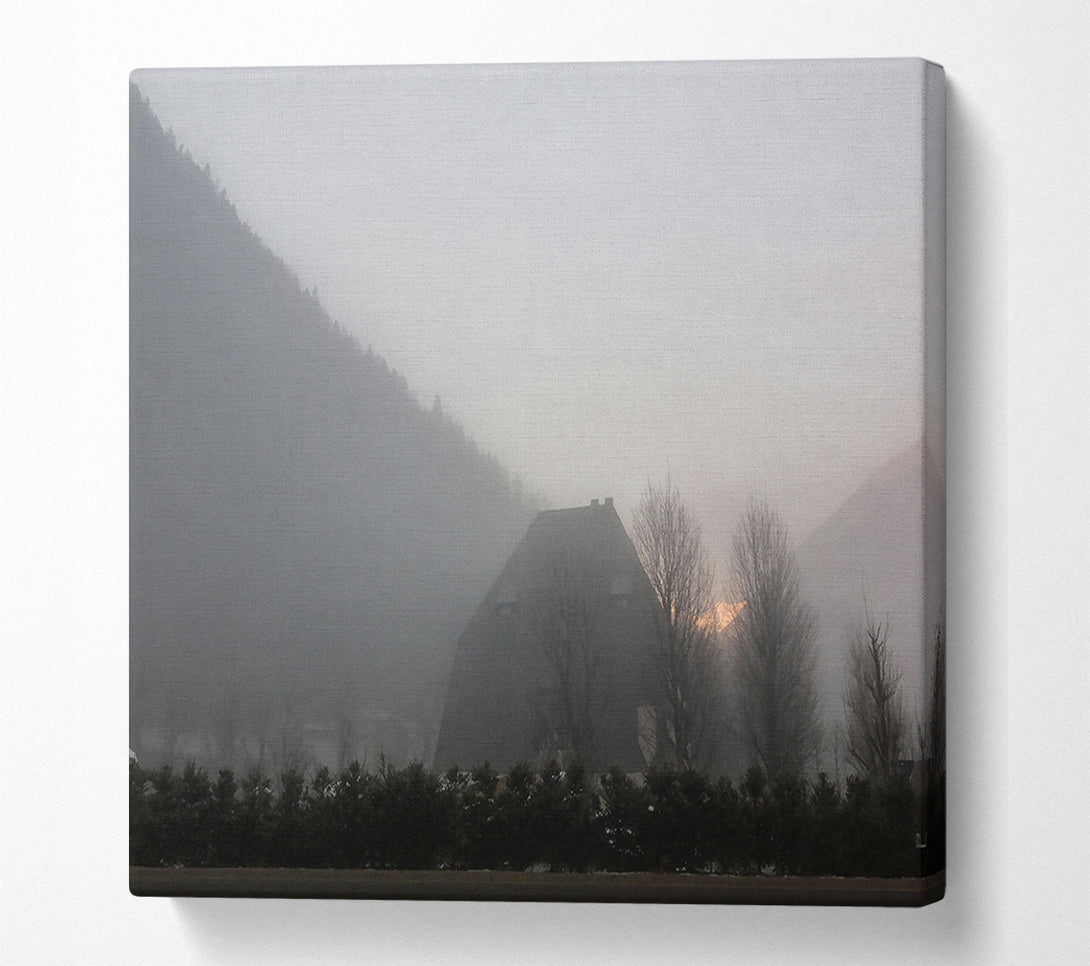  A Canvas Print of Pale Gray Fog House Canvas Wall Art