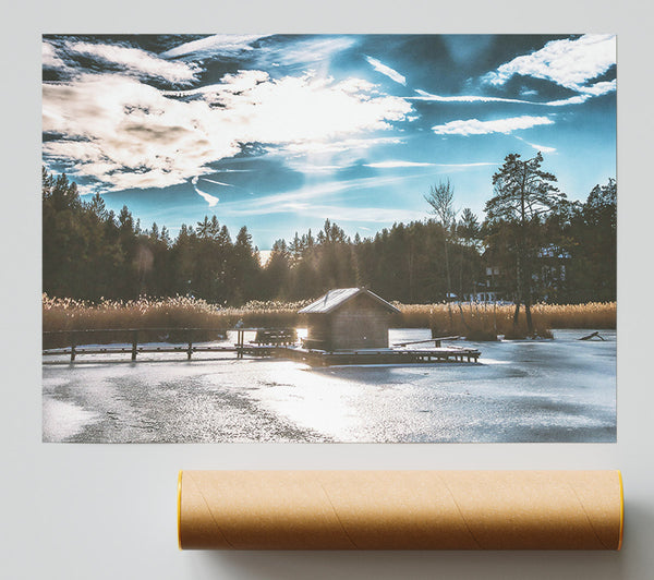 Blue Skies Cabin Retreat Giclee Print