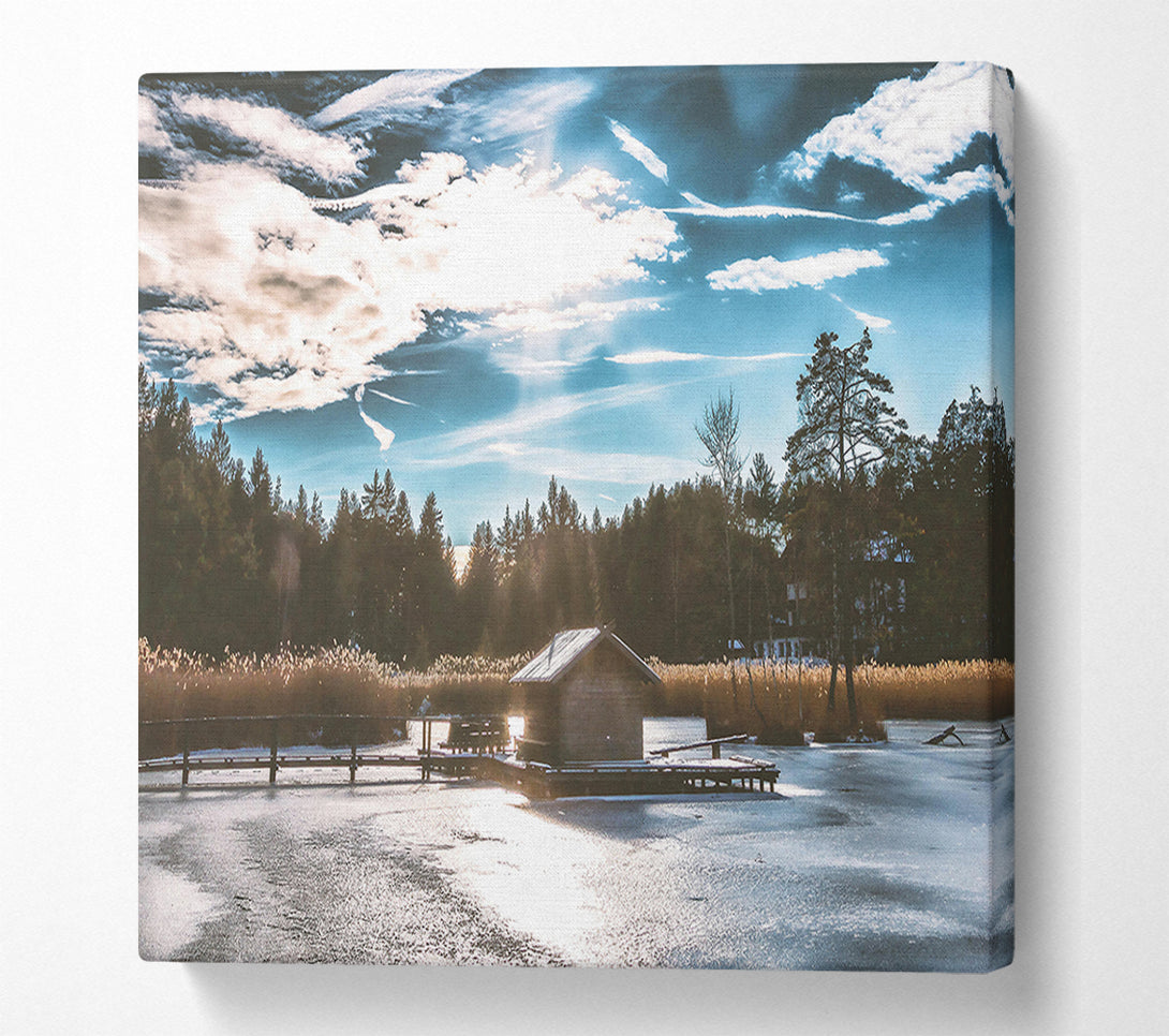  A Canvas Print of Blue Skies Cabin Retreat Canvas Art