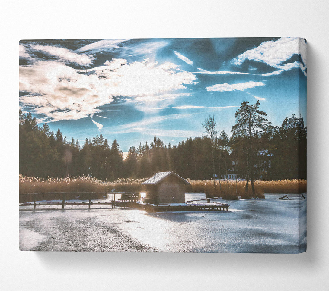  A Canvas Print of Blue Skies Cabin Retreat Canvas Art