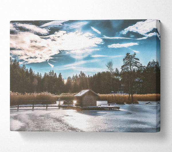  A Canvas Print of Blue Skies Cabin Retreat Canvas Art