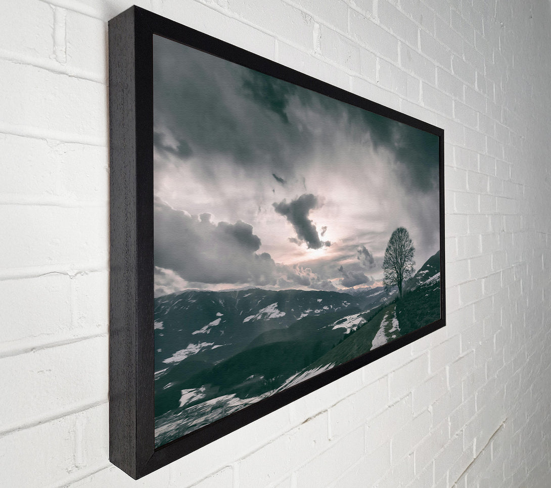  A Canvas Print of Grey Skies Over Mountains Canvas Wall Art