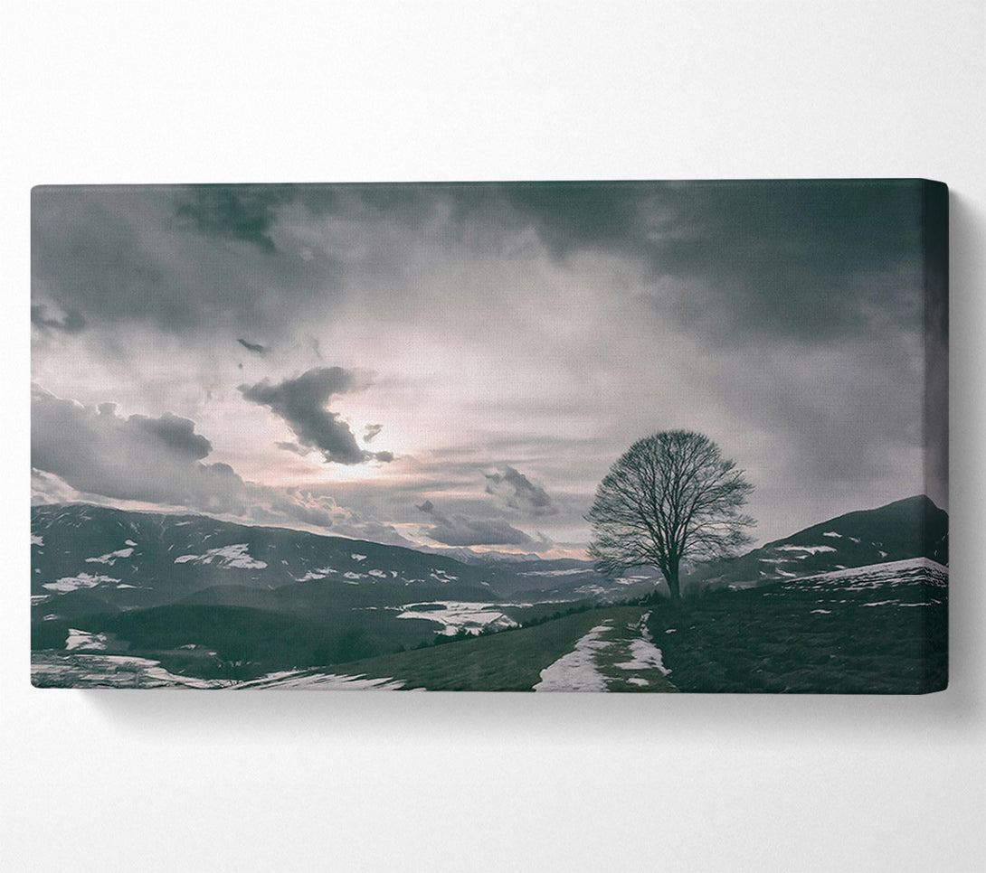  A Canvas Print of Grey Skies Over Mountains Canvas Wall Art