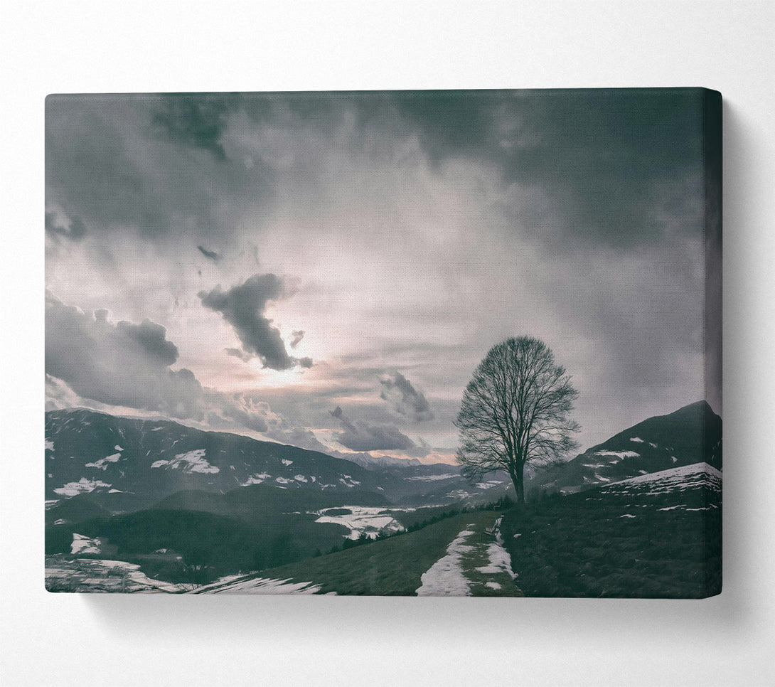  A Canvas Print of Grey Skies Over Mountains Canvas Wall Art