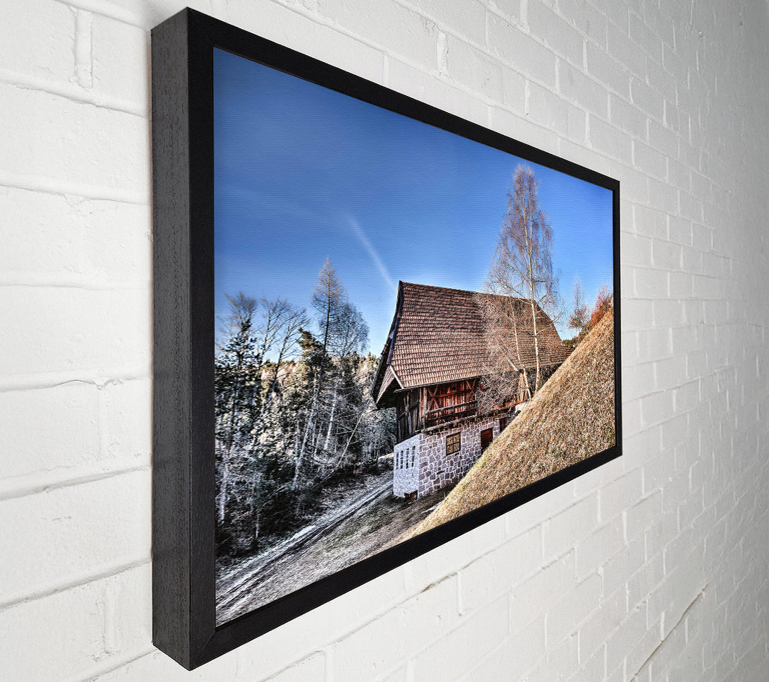  A Canvas Print of Brown Farmhouse On Hillside Canvas Print