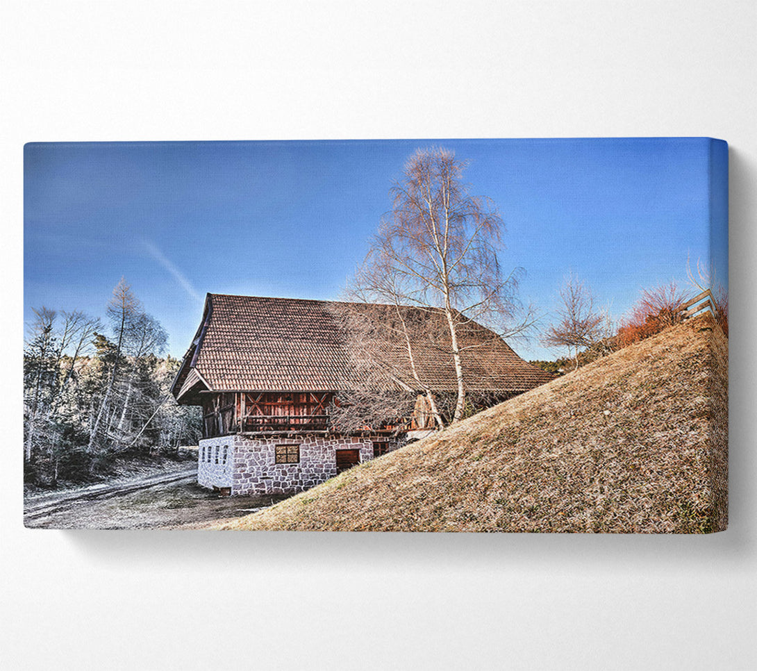  A Canvas Print of Brown Farmhouse On Hillside Canvas Print