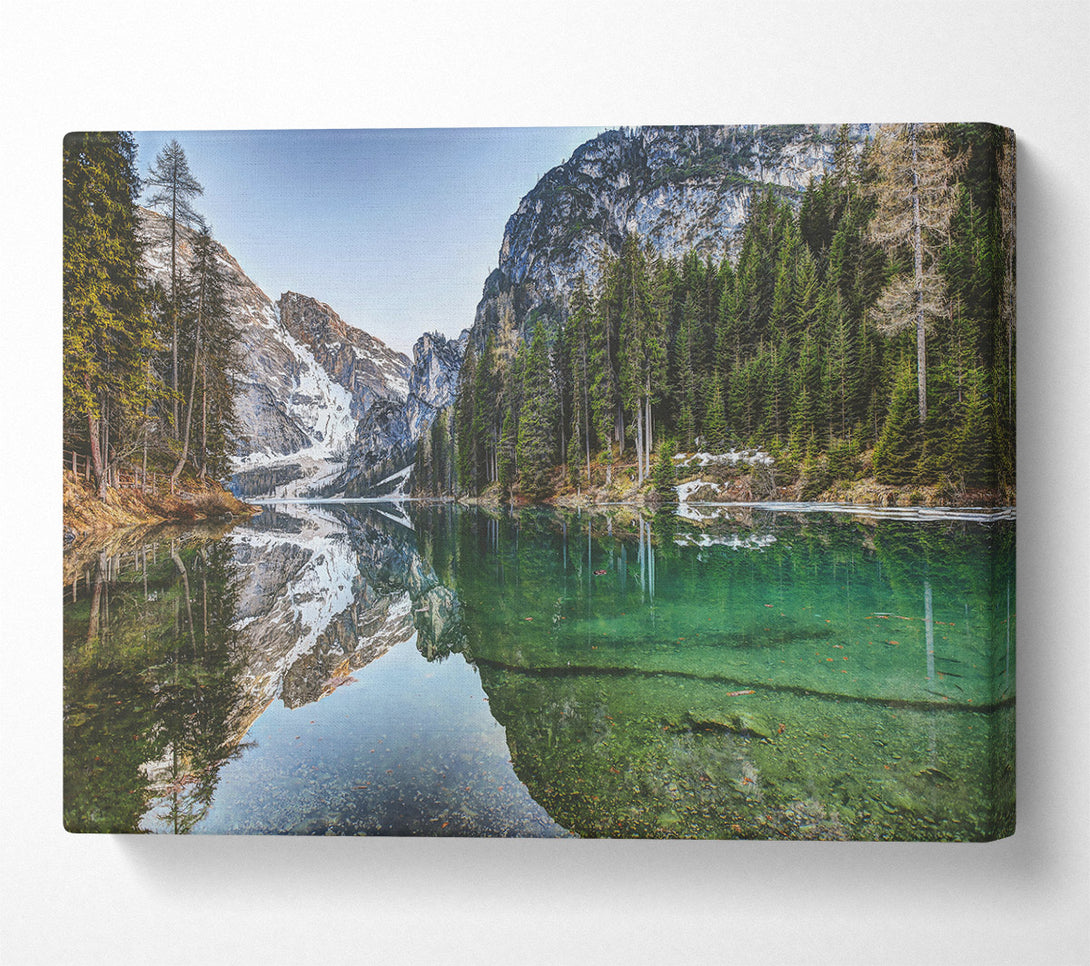  A Canvas Print of Emerald Mountain Reflection Canvas Print