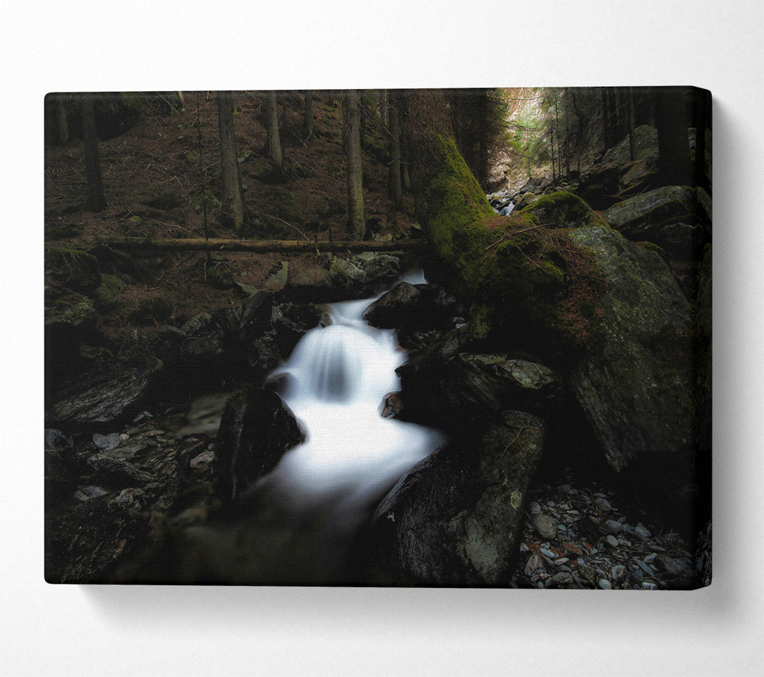  A Canvas Print of White Cascade In Shadows Canvas Wall Art