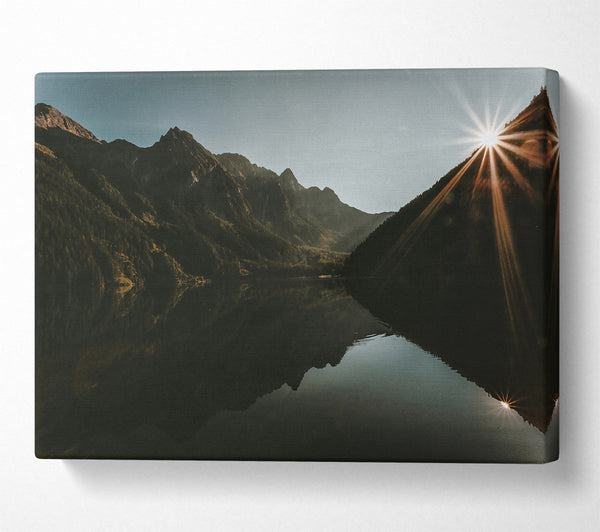  A Canvas Print of Golden Mountain Reflection Canvas Wall Art