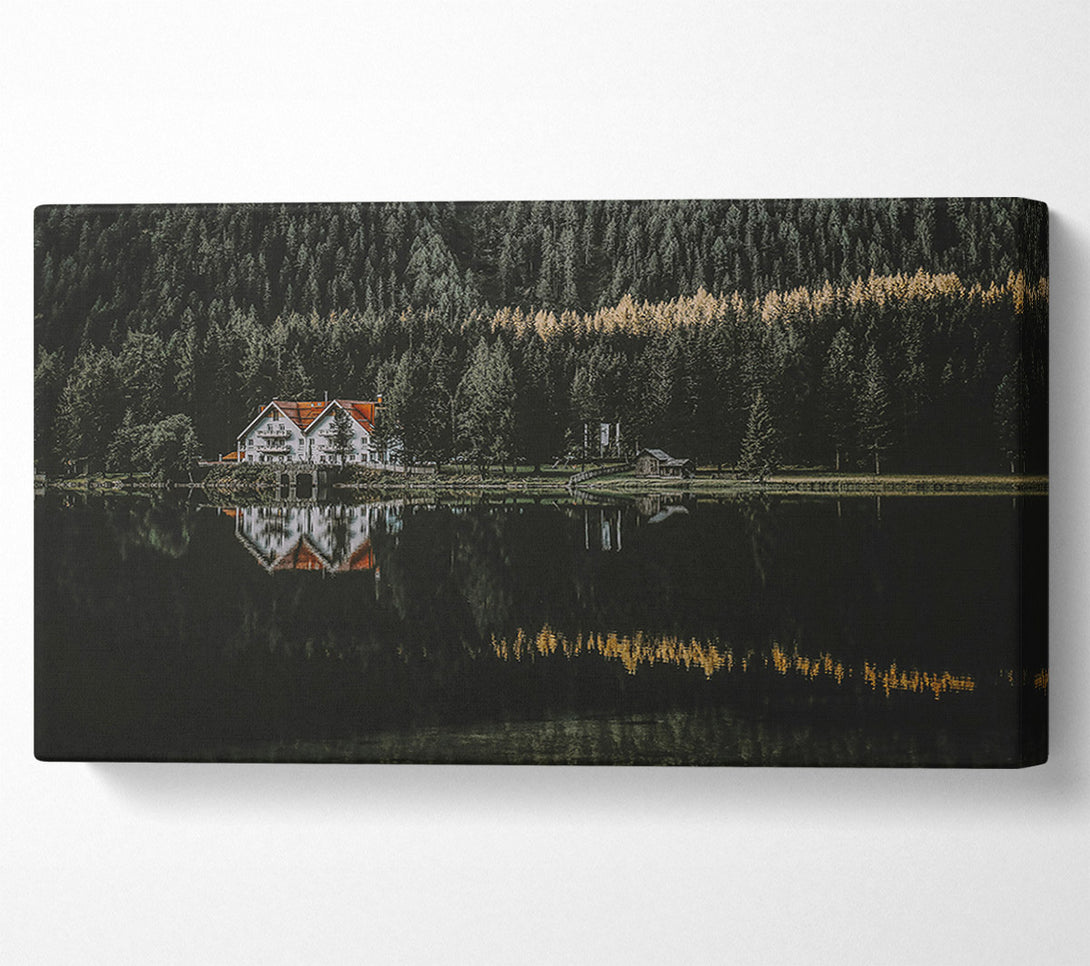  A Canvas Print of Golden Lake Reflection Canvas Print