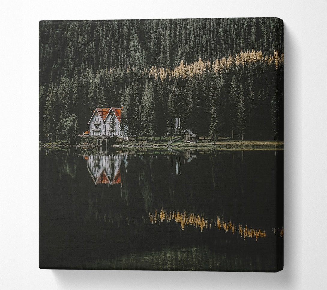  A Canvas Print of Golden Lake Reflection Canvas Print