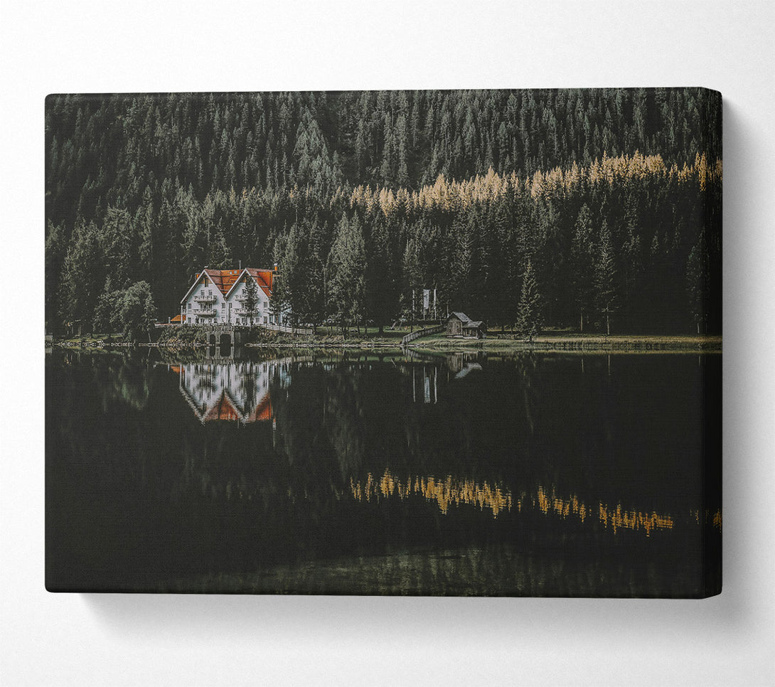  A Canvas Print of Golden Lake Reflection Canvas Print