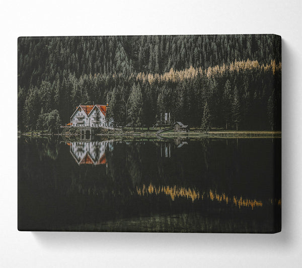  A Canvas Print of Golden Lake Reflection Canvas Print