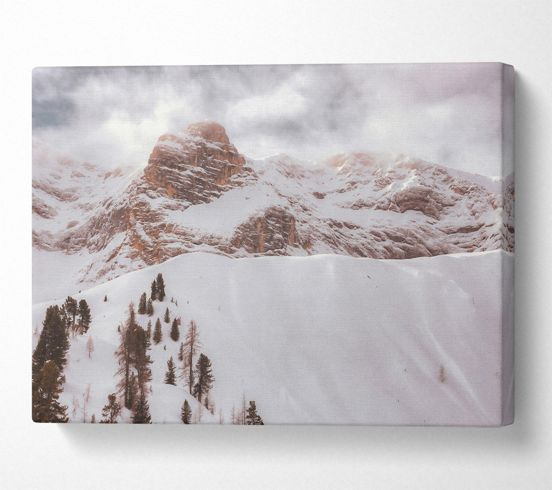  A Canvas Print of Golden Peaks In Snow Canvas Wall Art