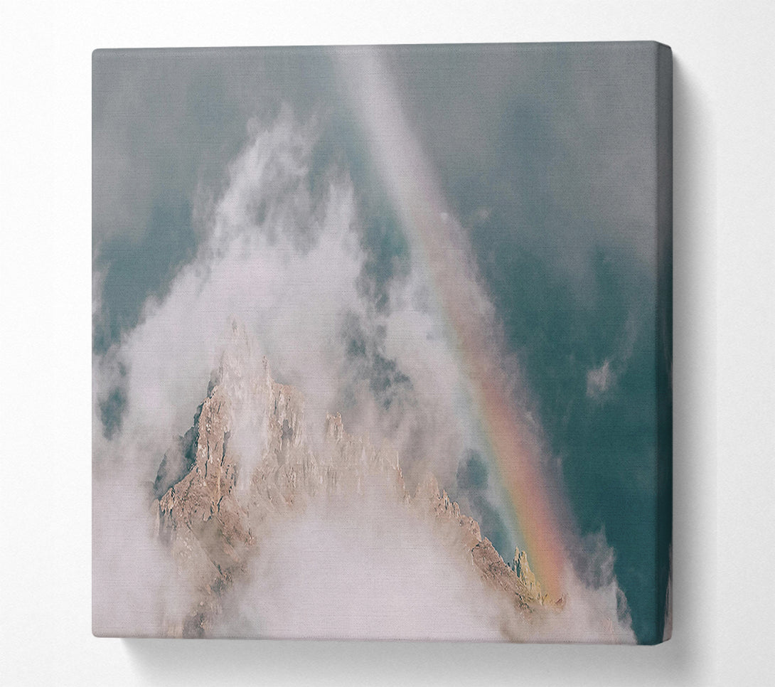  A Canvas Print of Teal Mountain Rainbow Canvas Art