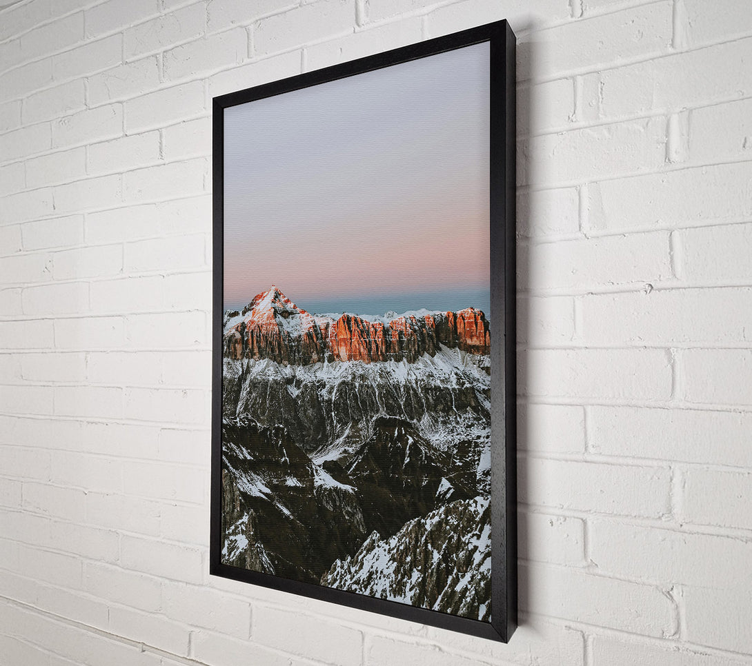  A Canvas Print of Pink-Kissed Mountain Peaks Canvas Print