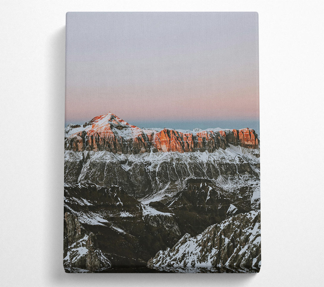  A Canvas Print of Pink-Kissed Mountain Peaks Canvas Print