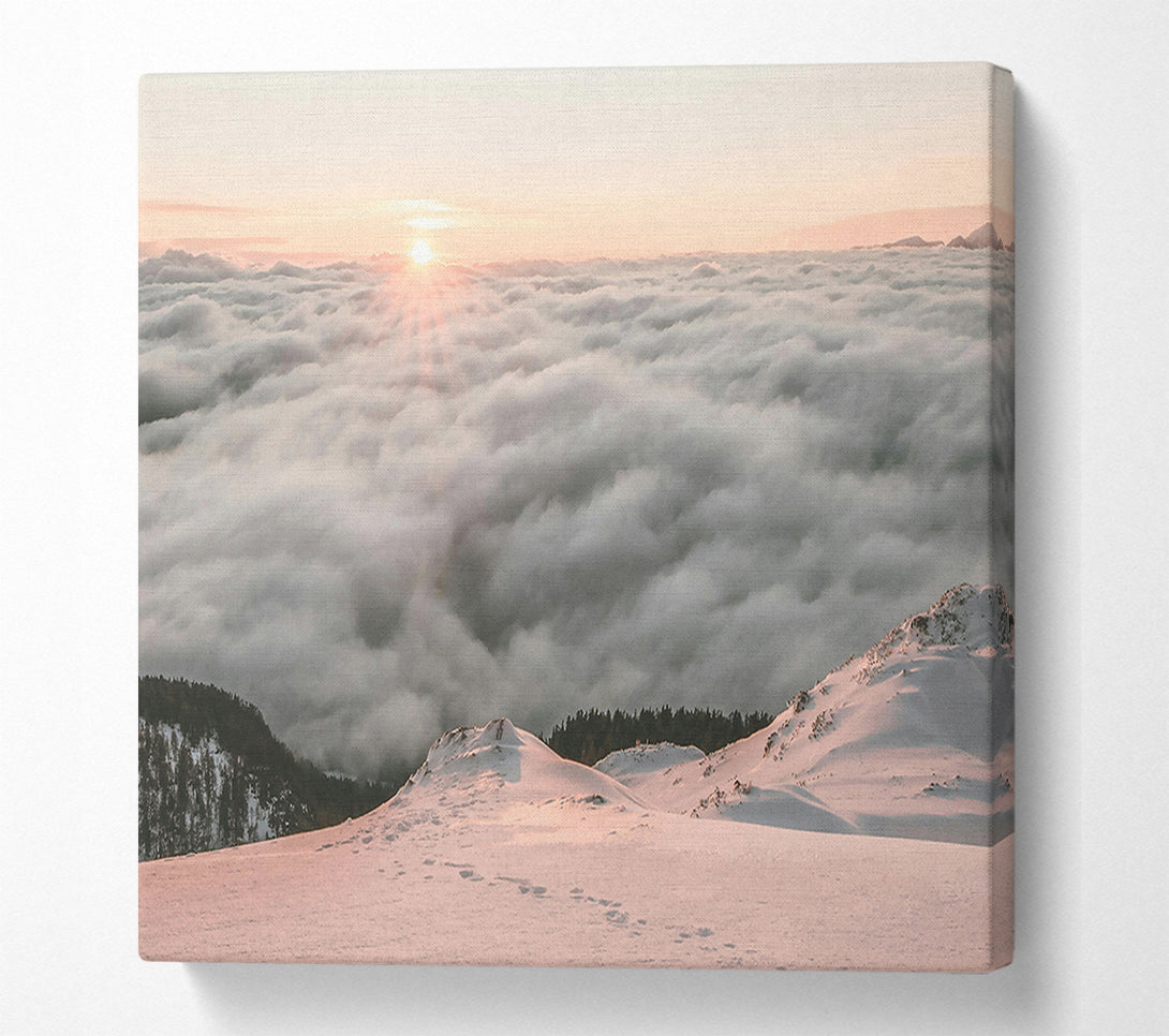  A Canvas Print of Pink Sky Above Clouds Canvas Wall Art