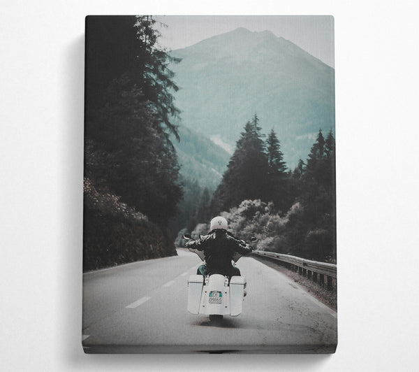  A Canvas Print of White Road Through Green Mountains. Canvas Print