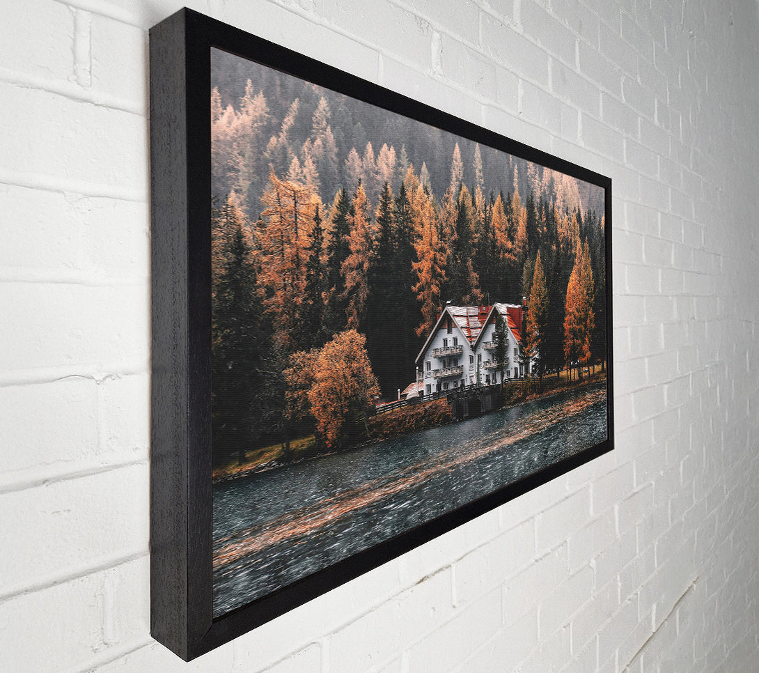  A Canvas Print of Autumn Lake Retreat Canvas Art