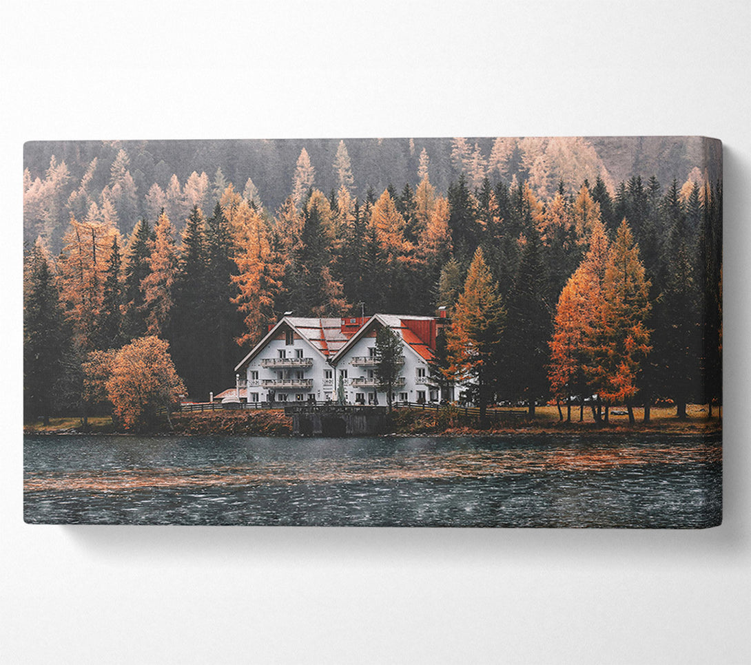  A Canvas Print of Autumn Lake Retreat Canvas Art