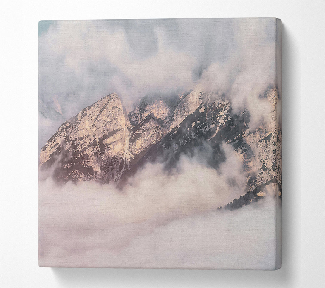  A Canvas Print of Pale Peaks In Mist Canvas Print