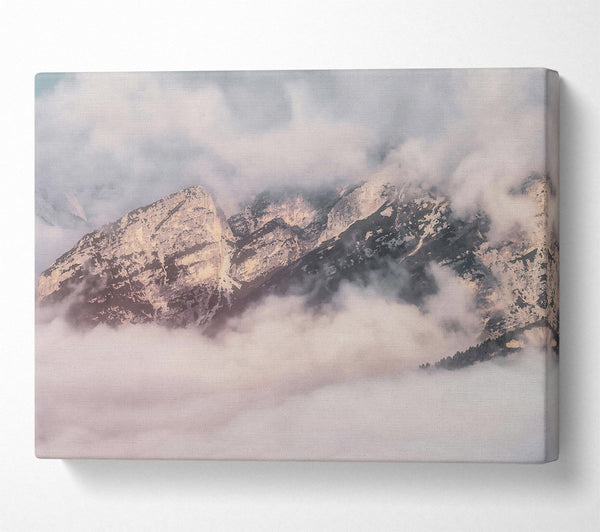  A Canvas Print of Pale Peaks In Mist Canvas Print