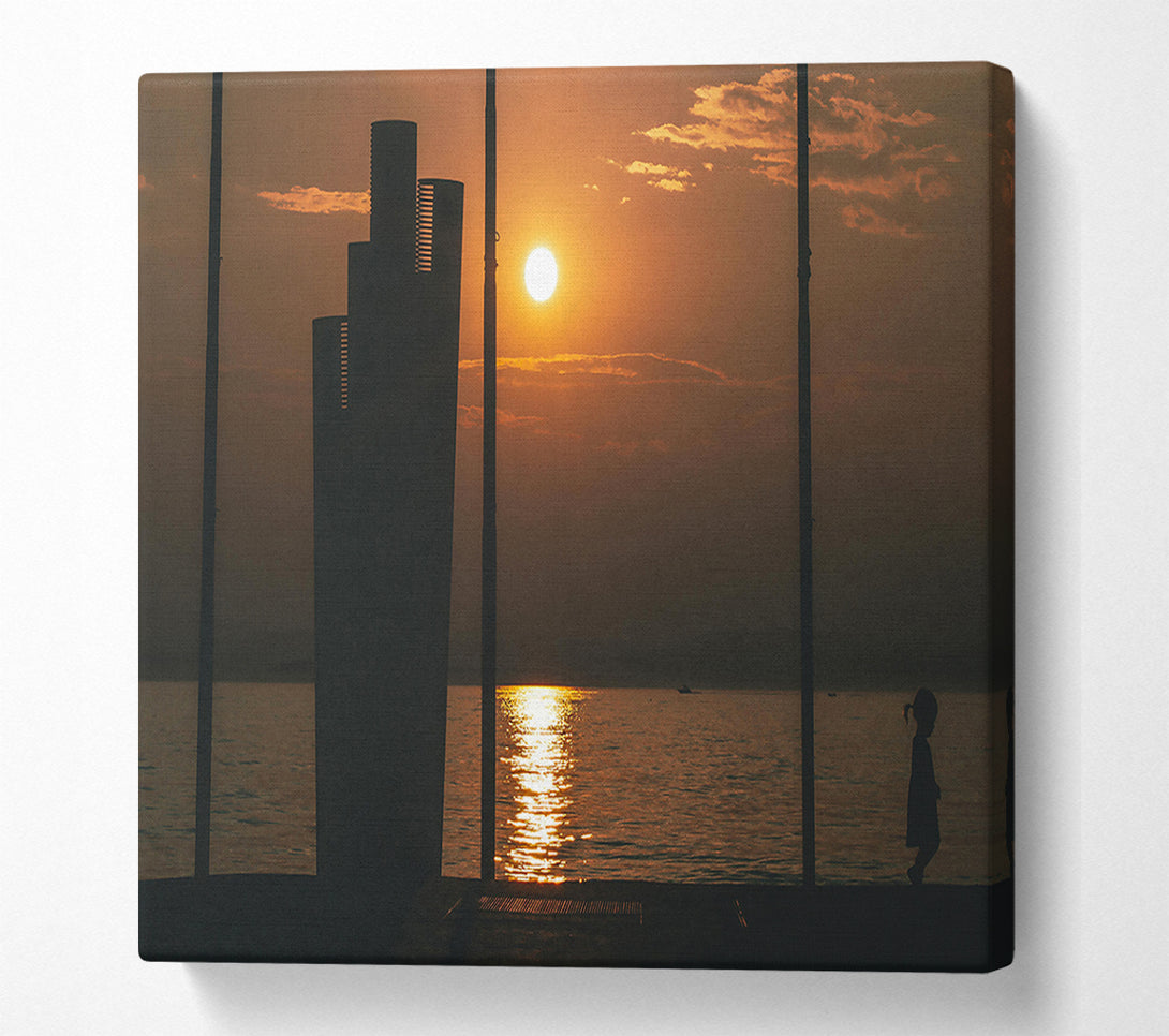  A Canvas Print of Golden Sun Silhouette Canvas Print