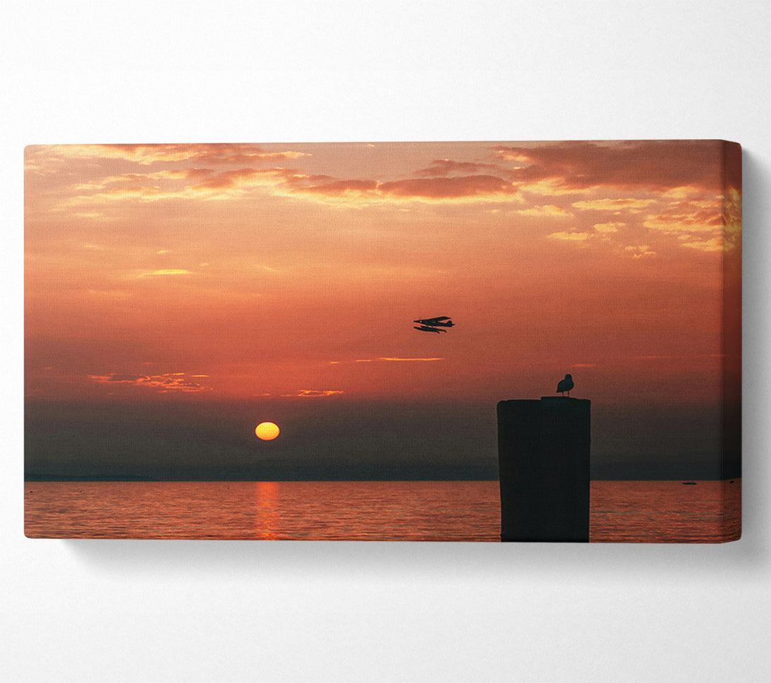  A Canvas Print of Orange Sunset Flight Canvas Wall Art