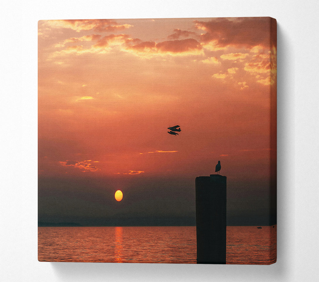  A Canvas Print of Orange Sunset Flight Canvas Wall Art
