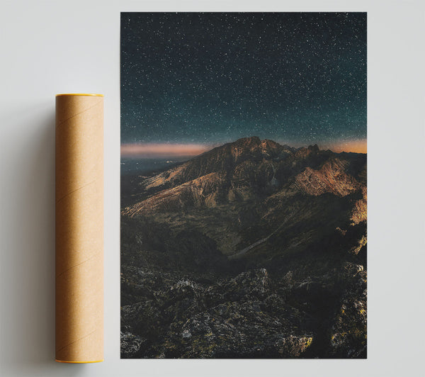 Black Night Mountains Poster