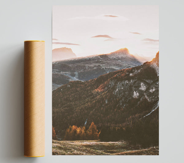 Golden Mountain Dawn Poster