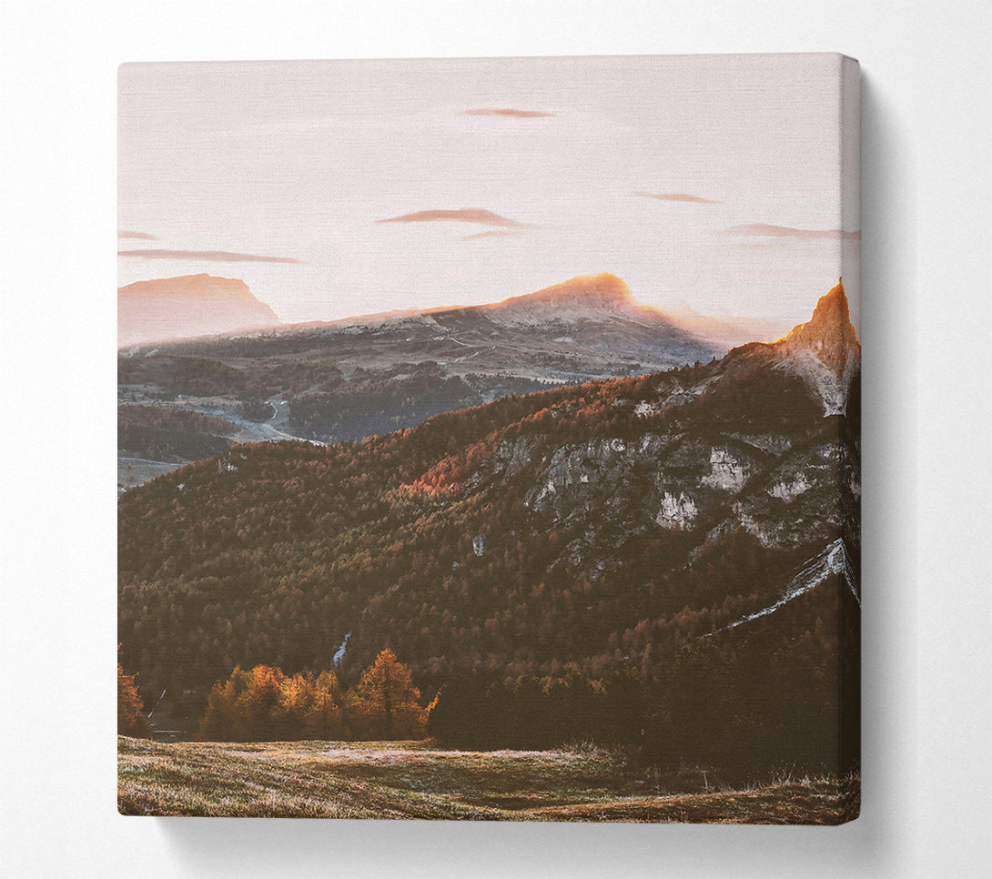  A Canvas Print of Golden Mountain Dawn Canvas Print