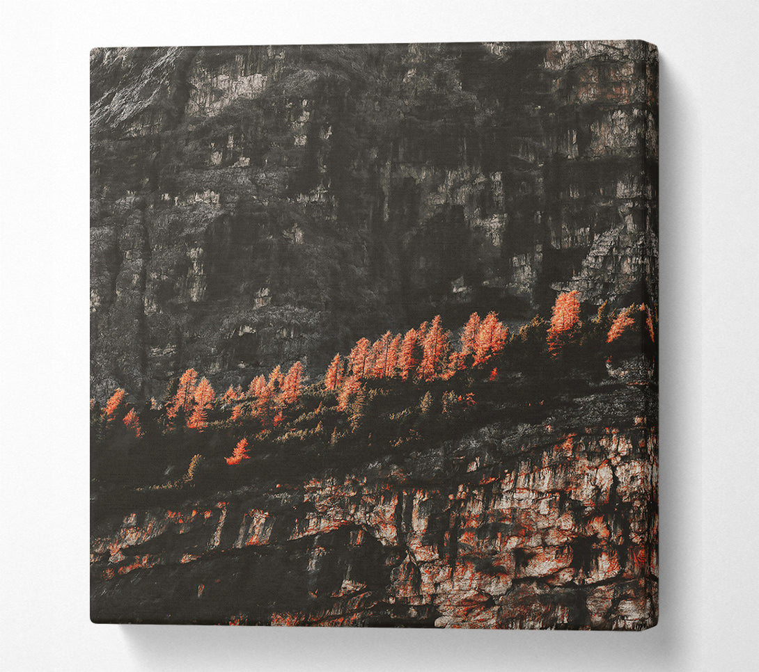  A Canvas Print of Crimson Cliffside Hues Canvas Art