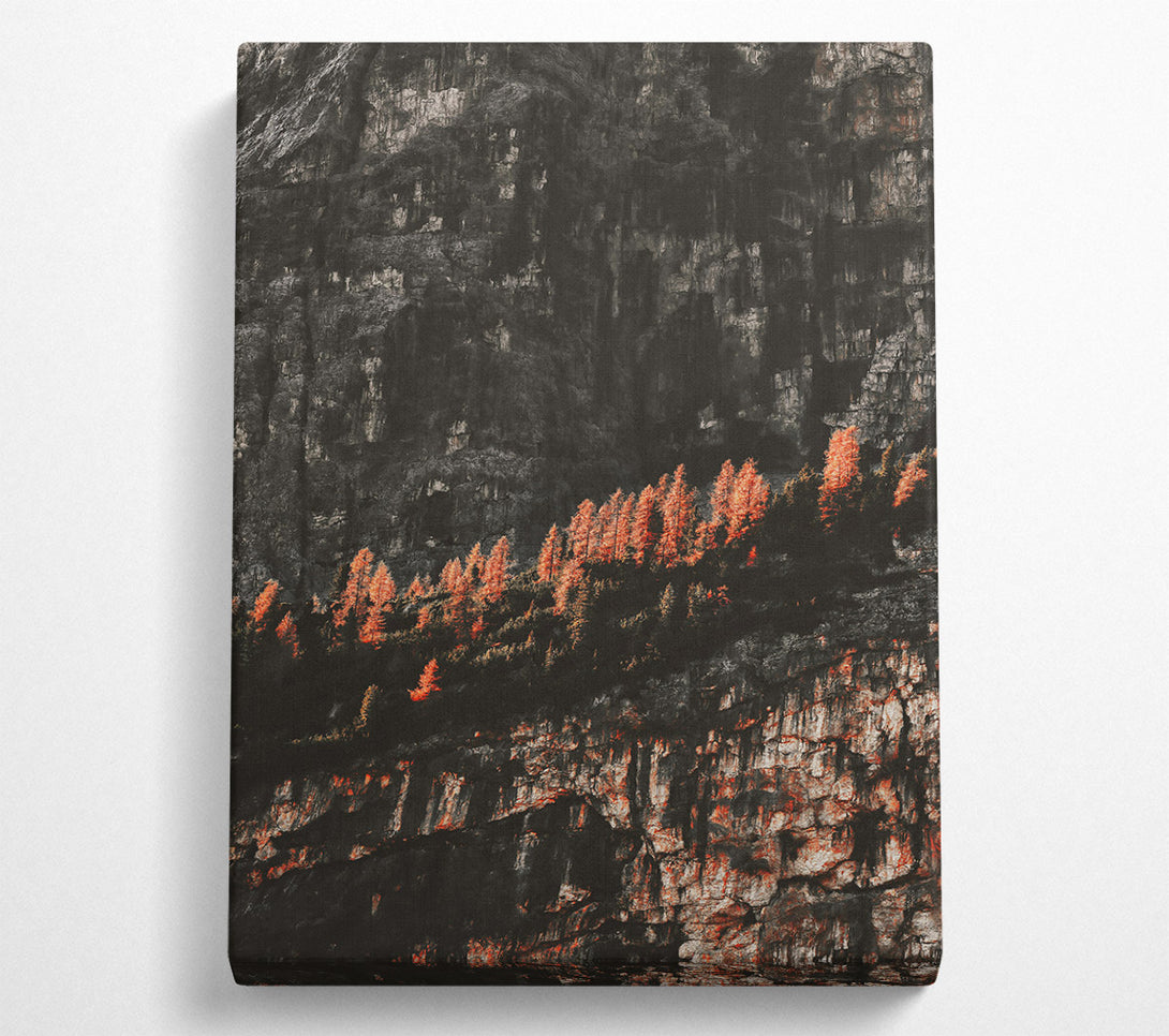  A Canvas Print of Crimson Cliffside Hues Canvas Art