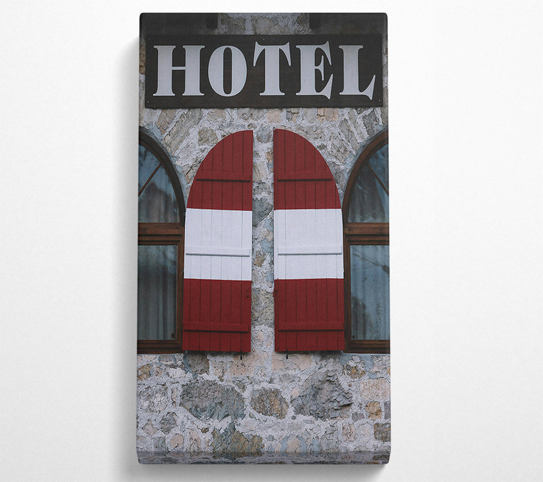  A Canvas Print of Red Hotel Shutters Canvas Wall Art