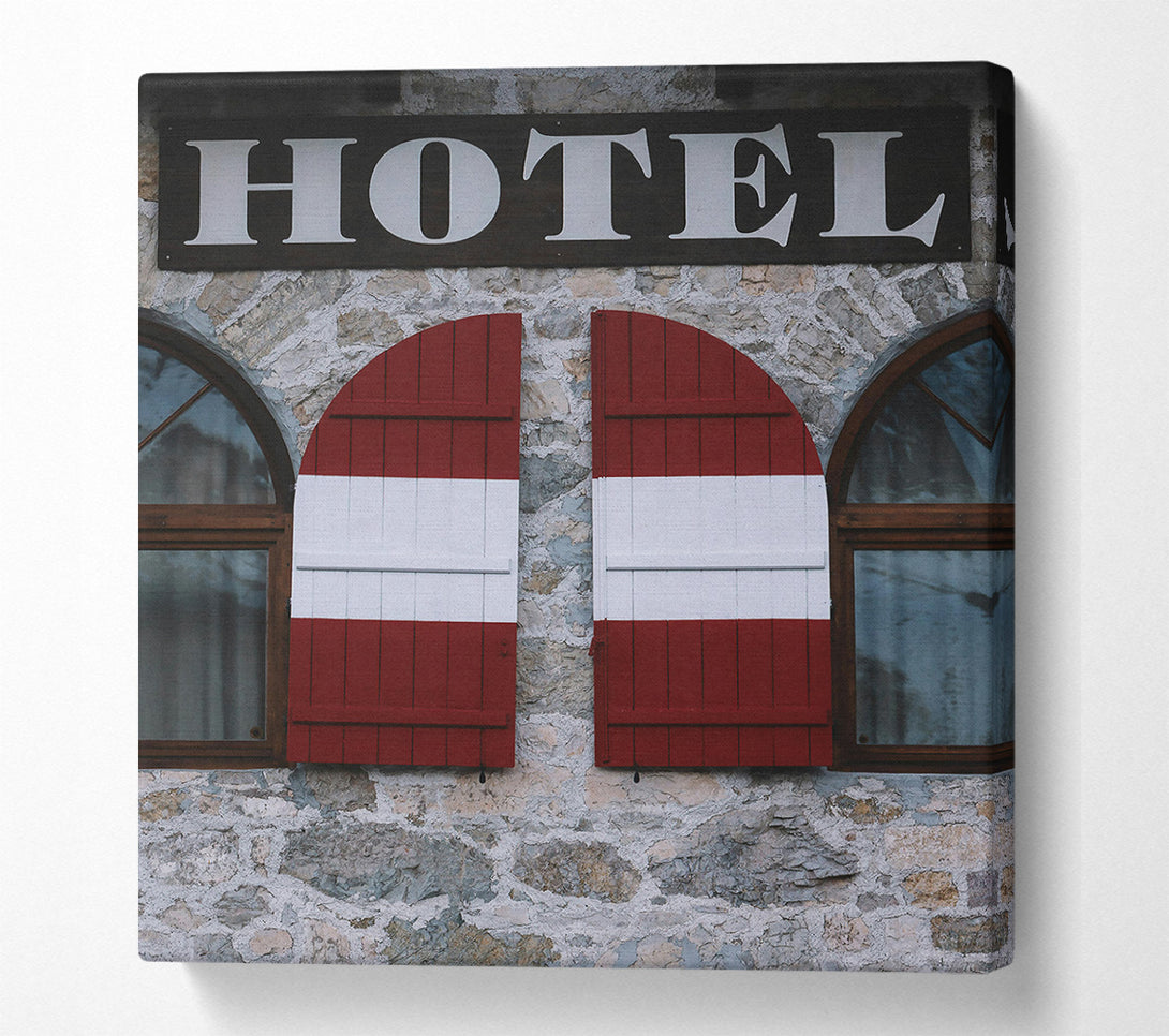  A Canvas Print of Red Hotel Shutters Canvas Wall Art