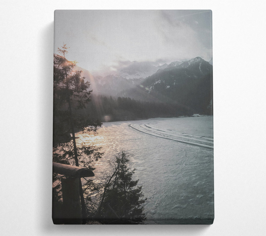  A Canvas Print of Golden Mountain Lake Canvas Wall Art