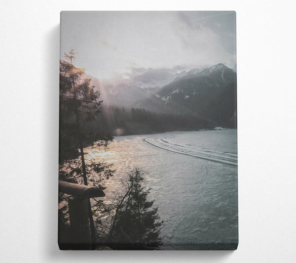  A Canvas Print of Golden Mountain Lake Canvas Wall Art