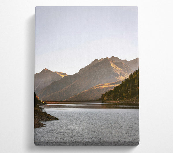  A Canvas Print of Golden Mountain Reflections Canvas Print