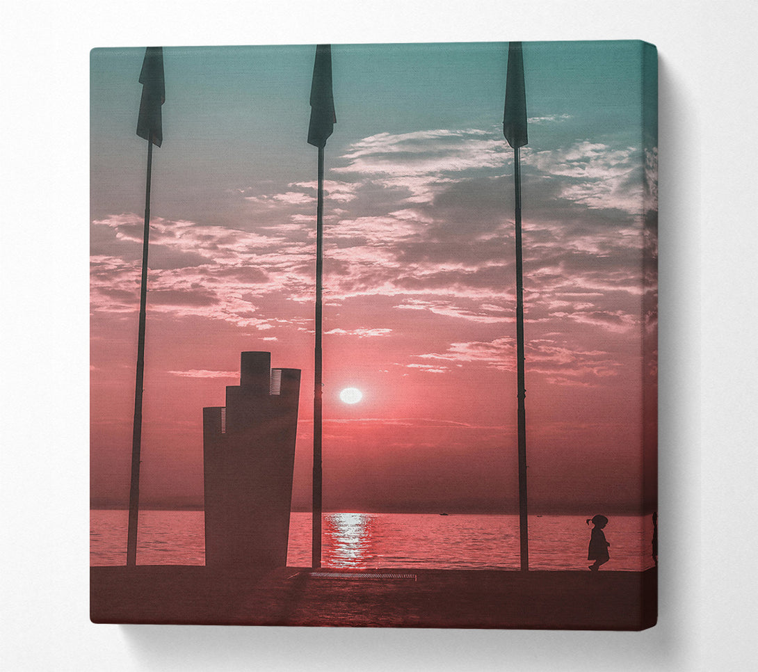  A Canvas Print of Pink Sunset Silhouette Canvas Print