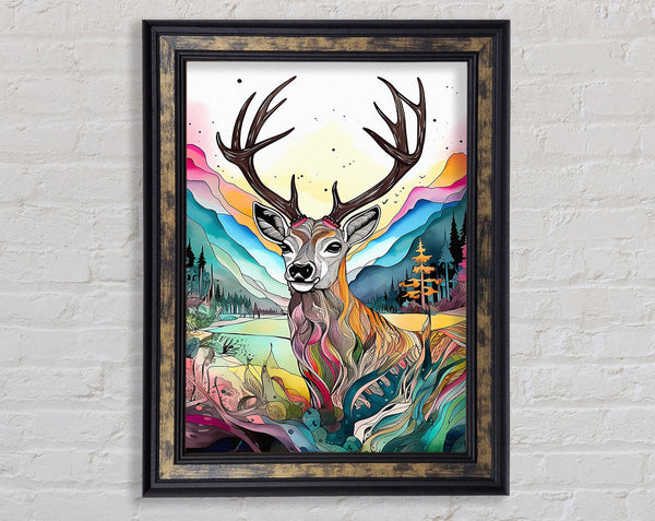 Psychedellic Reindeer Framed Print