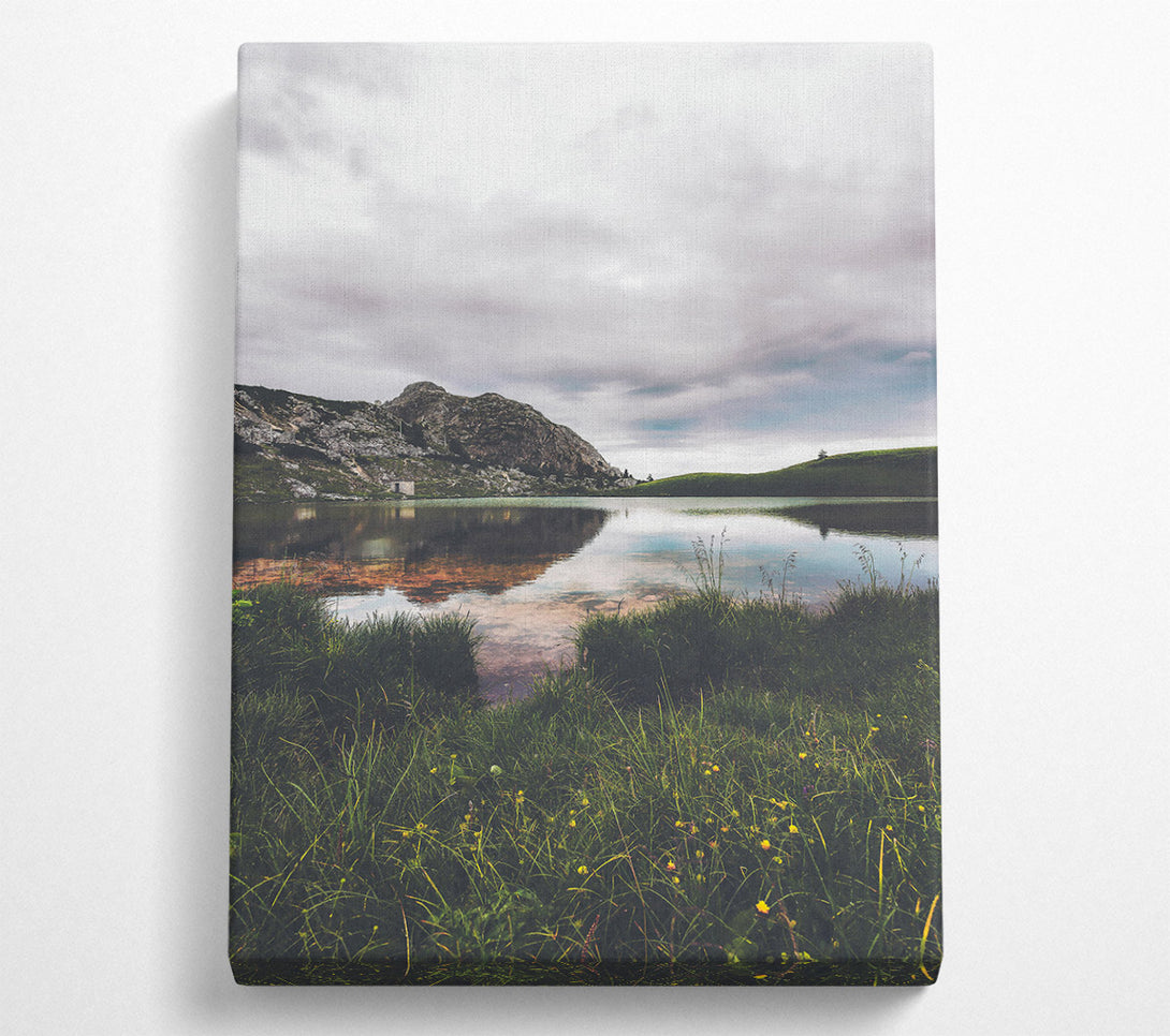  A Canvas Print of Green Mountain Reflection Canvas Art