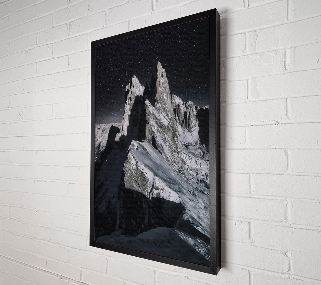  A Canvas Print of Black Sky Mountain Peaks Canvas Art